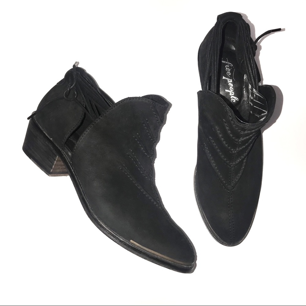 FREE PEOPLE ANKLE BOOTS BLACK LEATHER SIZE 40